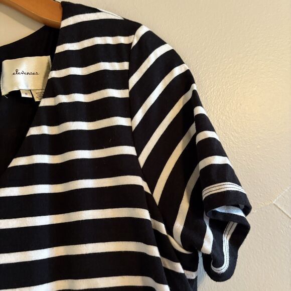 Elevenses Anthropologie Shorts Romper Black White Nautical Stripe‎ Size M - Picture 8 of 15